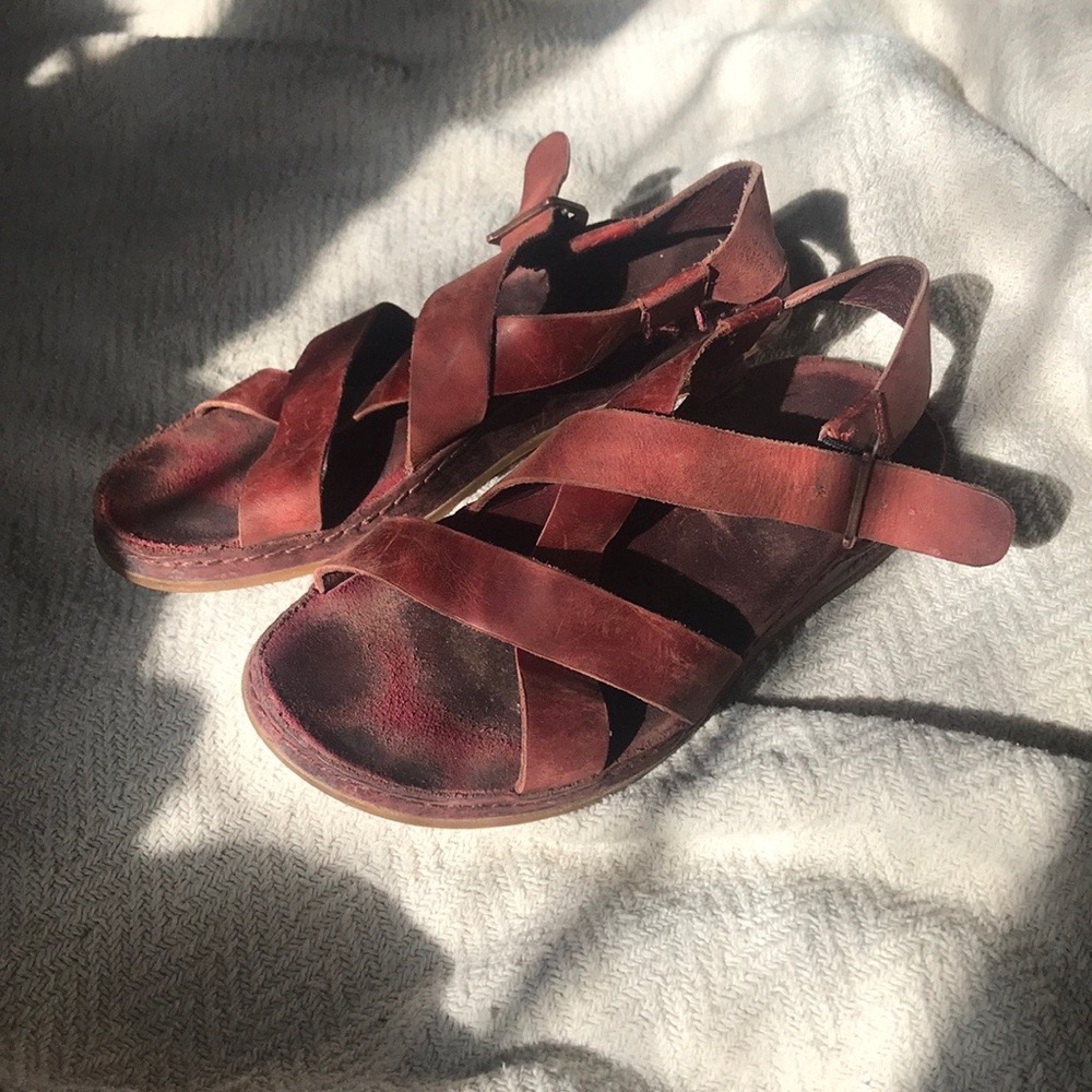 Red Leather Chacos